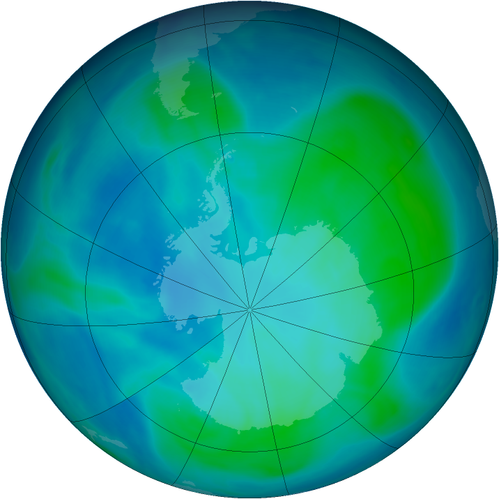 Antarctic ozone map for 06 February 2007